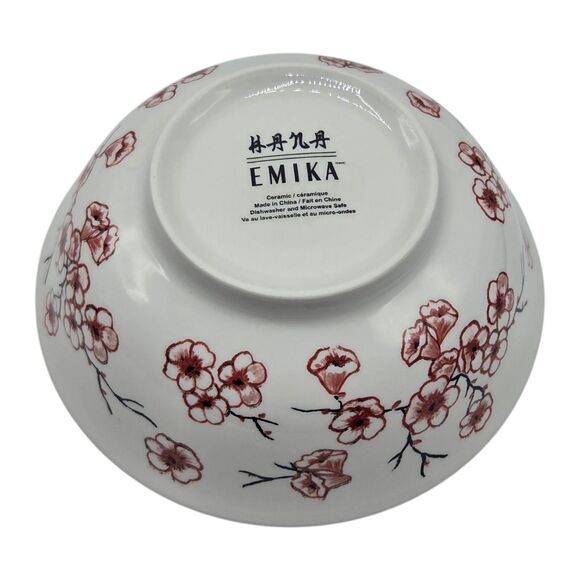 Emika Floral 8.25in Asian Ceramic Ramen Noodle Bowl Set Of 2pc White Dusty Rose - Picture 8 of 13